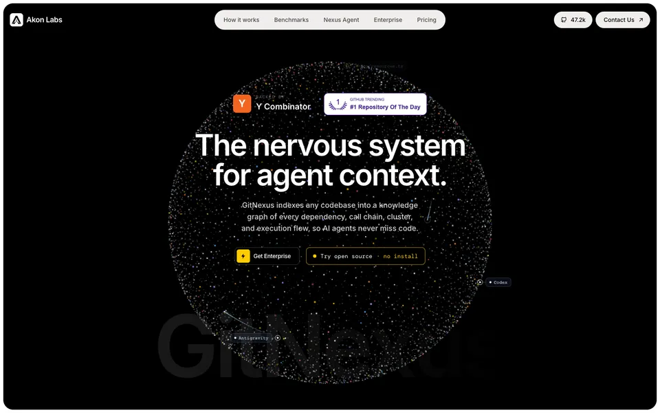 Akon Labs hero homepage design evidence. Hero viewport evidence; animated text state captured.