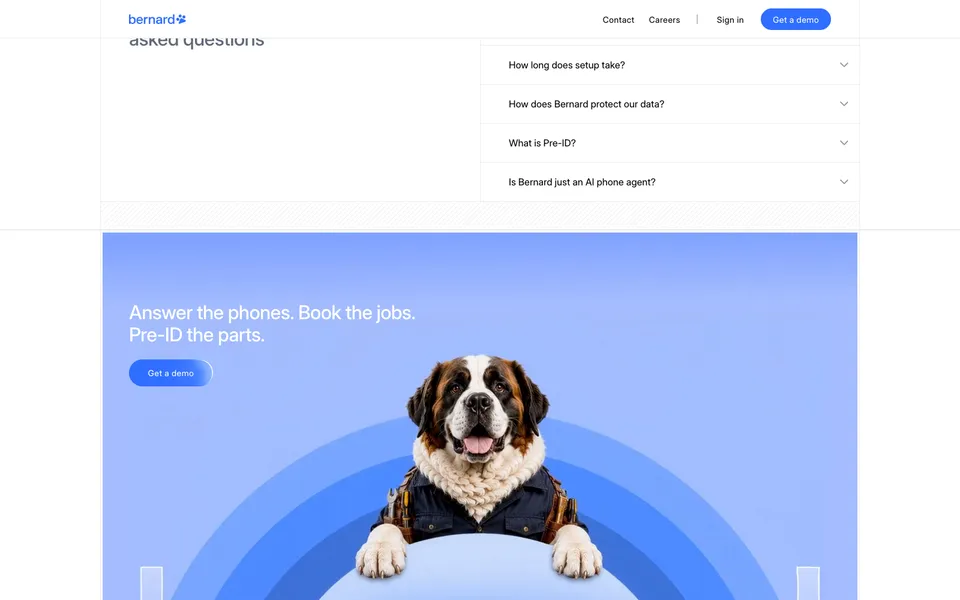 Bernard closing homepage design evidence. Closing viewport evidence