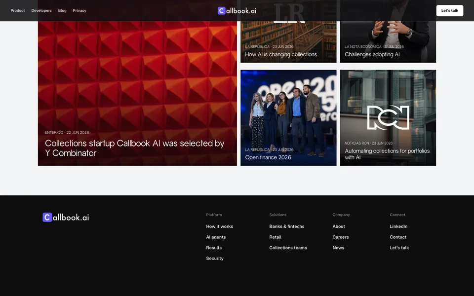 Callbook AI closing homepage design evidence. Closing viewport evidence; animated text state captured.