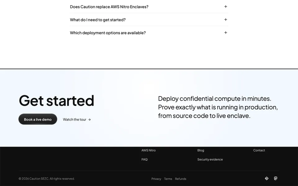 Caution closing homepage design evidence. Closing viewport evidence; animated text state captured.
