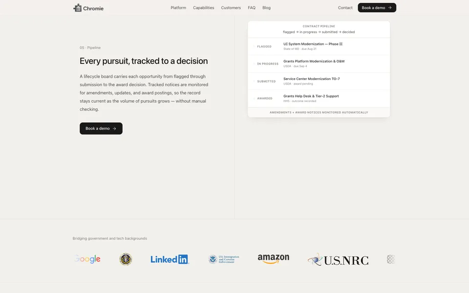 Chromie mid-page homepage design evidence. Mid-page viewport evidence; animated text state captured.