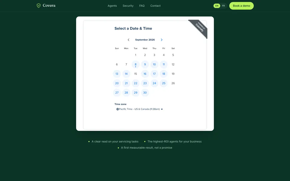Covera closing homepage design evidence. Closing viewport evidence