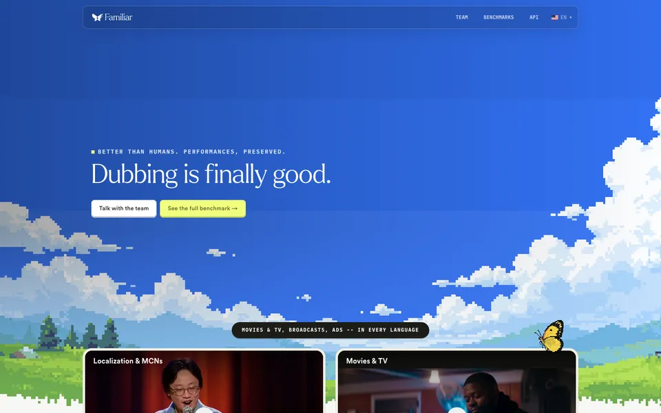 Familiar hero homepage design evidence. Hero viewport evidence; animated text state captured.