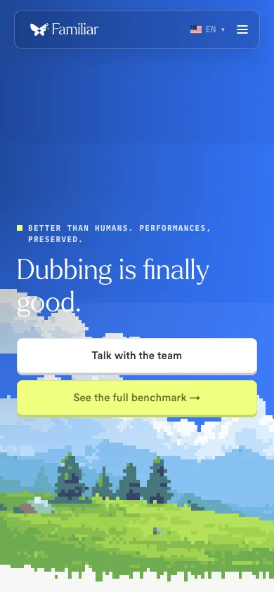 Familiar mobile homepage design evidence. Mobile viewport evidence; animated text state captured.