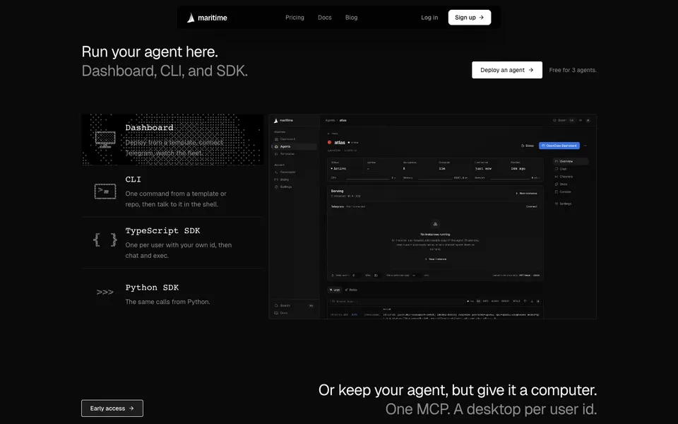 Maritime mid-page homepage design evidence. Mid-page viewport evidence; animated text state captured.