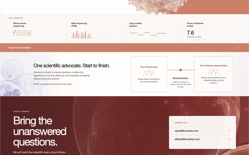 Omanta closing homepage design evidence. Closing viewport evidence; animated text state captured.