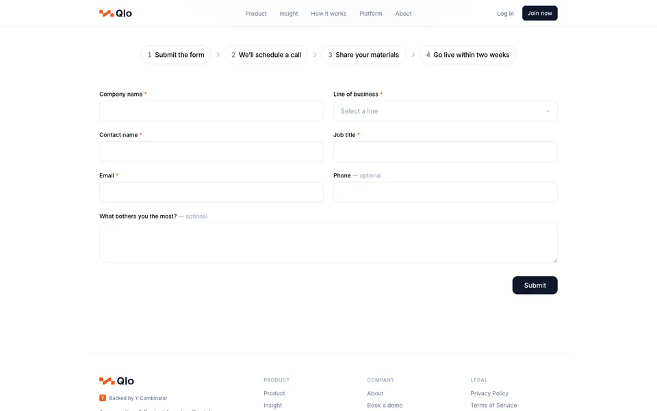 Qlo closing homepage design evidence. Closing viewport evidence; animated text state captured.