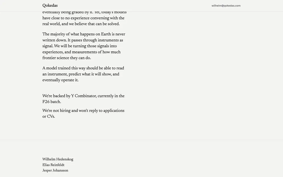 Qokedas closing homepage design evidence. Closing viewport evidence