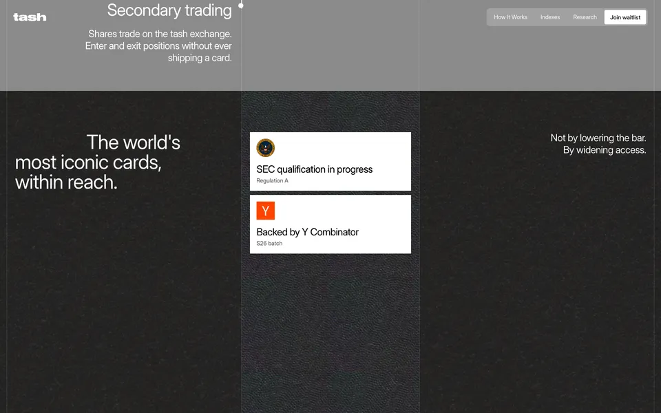 tash closing homepage design evidence. Closing viewport evidence; animated text state captured.