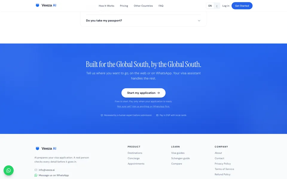 Veeza AI closing homepage design evidence. Closing viewport evidence; animated text state captured.