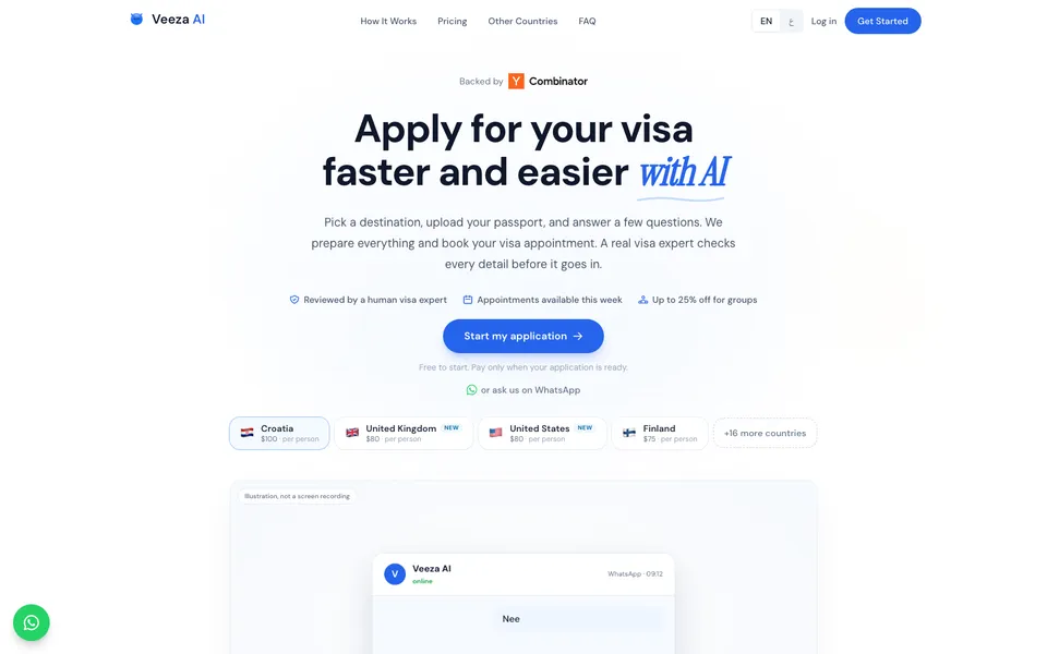 Veeza AI hero homepage design evidence. Hero viewport evidence; animated text state captured.