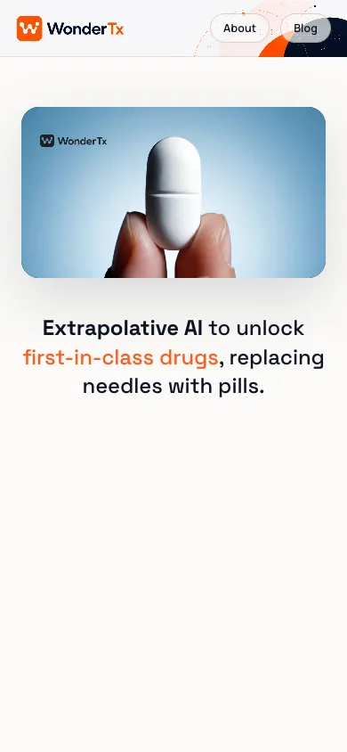 WonderTx mobile homepage design evidence. Mobile viewport evidence